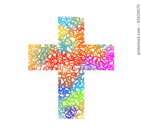 Multicolored religious cross. Happy easter. Vector illustration Multicolored religious cross. Happy easter. Vector illustration 91620079