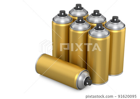 Set of spray paint cans isolated on white background. Spray bottle and dispenser Set of spray paint cans isolated on white background. Spray bottle and dispenser 91620095