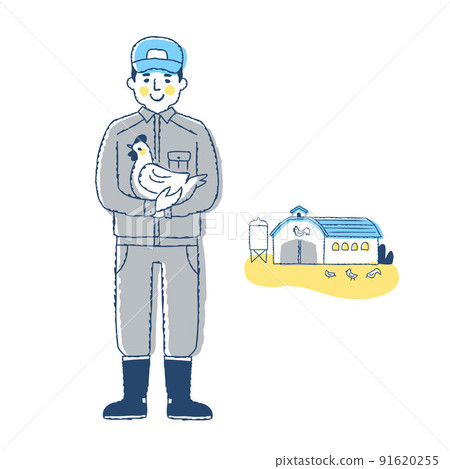 家禽農夫和一個拿著雞的人 91620255