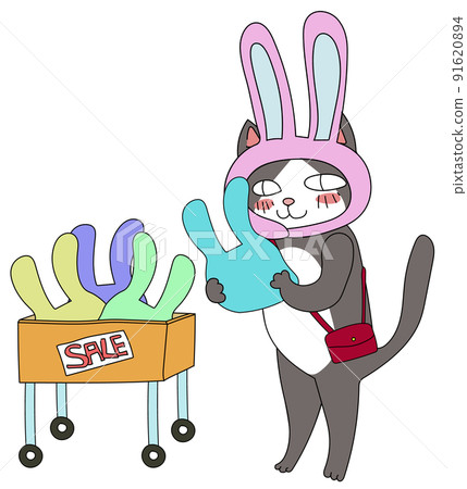 Rabbit fan cat choosing a rabbit headgear on sale Rabbit fan cat choosing a rabbit headgear on sale 91620894