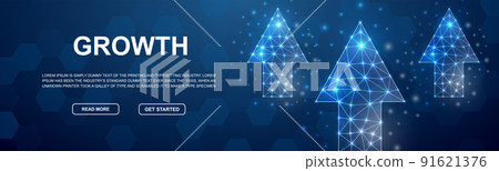 Up arrow polygonal horizontal banner. Growth low poly symbol for head promotion banner. Business goal design template illustration concept. 91621376