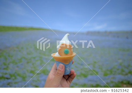常陸那珂的 Nemophila 軟冰淇淋 常陸那珂的 Nemophila 軟冰淇淋 91625342