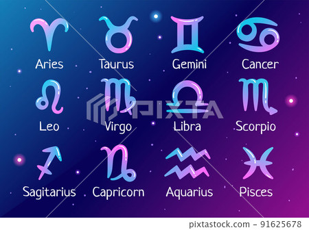 Zodiac Wheel Astrological Sign with Symbol Stock Illustration