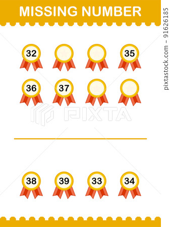 Missing number with Award Medal. Worksheet for kids Missing number with Award Medal. Worksheet for kids 91626185