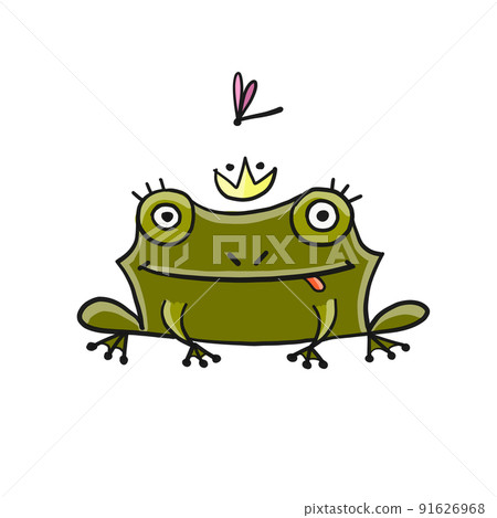 Princess frog. Isolated on white background. Cartoon for your design Princess frog. Isolated on white background. Cartoon for your design 91626968