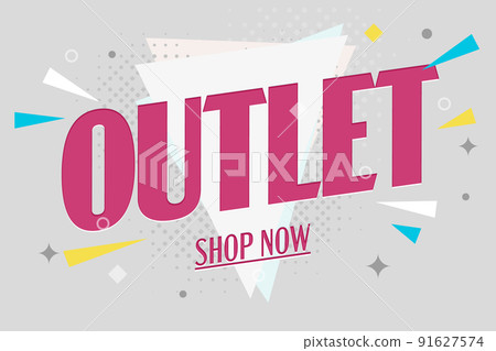 Outlet banner. Shop sale promotion. Marketing advertisement background. Price clearance for online shopping. Sale banner, poster mockup vector illustration Outlet banner. Shop sale promotion. Marketing advertisement background. Price clearance for online shopping. Sale banner, poster mockup vector illustration 91627574