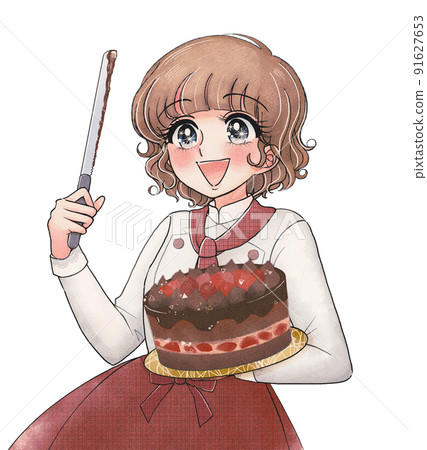Showa 50's Shojo manga style, chocolate cake and candy store Showa 50's Shojo manga style, chocolate cake and candy store 91627653