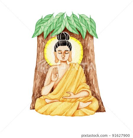 佛教佛佛人水彩插圖 佛教佛佛人水彩插圖 91627900