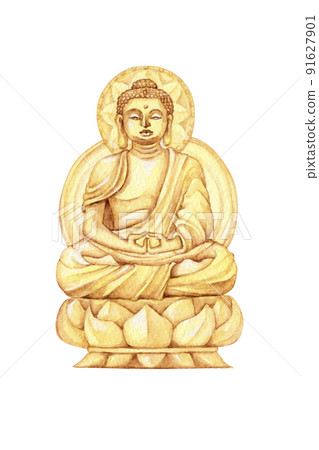 佛教 Nyora Amida Nyora 佛像水彩插圖 佛教 Nyora Amida Nyora 佛像水彩插圖 91627901