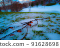 Mountain trails on snowy mountains 91628698