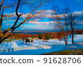 Snow dyed in a bright sunset 91628706