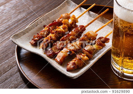 Yakitori and beer Yakitori and beer 91629890