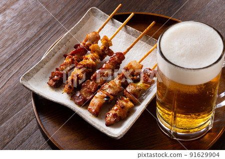 Yakitori and beer Yakitori and beer 91629904