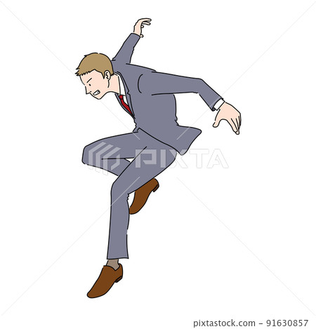 Illustration of a businessman who appears dashingly (white background, vector, clipping) 91630857