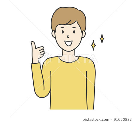 一個年輕人豎起大拇指的插圖 91630882