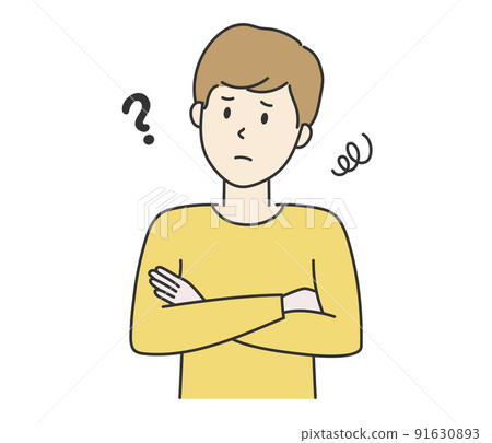 A man thinking with his arms crossed A man thinking with his arms crossed 91630893