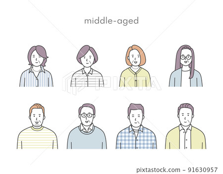 Middle-aged men and women icon set 1 Middle-aged men and women icon set 1 91630957