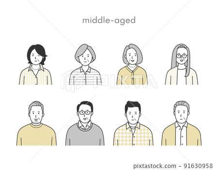 Middle-aged men and women icon set 2 Middle-aged men and women icon set 2 91630958