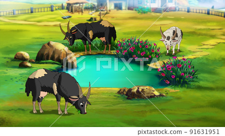 Goats on the farm illustration 91631951
