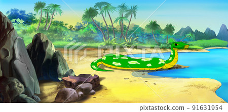 Big snake near a river Illustration 91631954