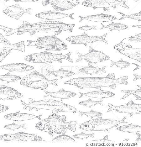 Seamless fish pattern. Seamless fish pattern. 91632284