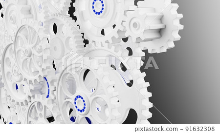 3D illustration of white gear 91632308