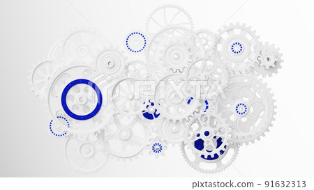 3D illustration of white gear 3D illustration of white gear 91632313