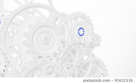 3D illustration of white gear 3D illustration of white gear 91632316