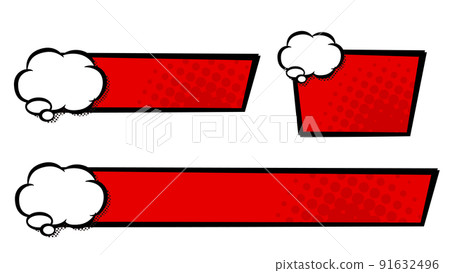 With a cloud-like balloon wipe frame, American comic-style telop base, red 91632496