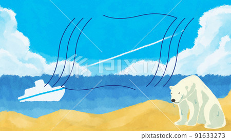 Illustration material of copy space like the sea, polar bear and wind Illustration material of copy space like the sea, polar bear and wind 91633273