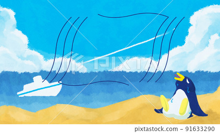 海、企鵝、風等複制空間的插圖素材 91633290