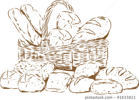 Bread set line drawing 91633821
