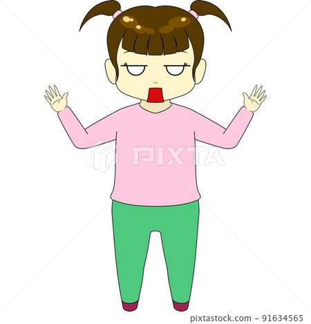 Chibi character illustration (female, front) Chibi character illustration (female, front) 91634565