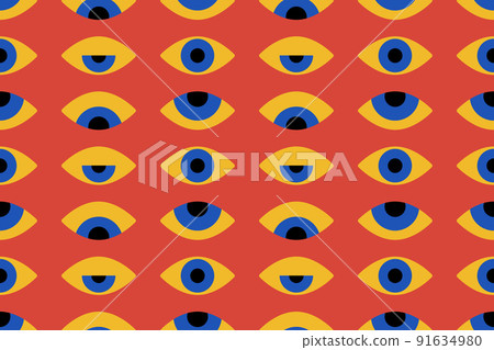Bauhaus eye seamless pattern. Minimal geometric design of the 20s. Abstract vector template with elements of primitive forms. Modern hipster style. Bauhaus eye seamless pattern. Minimal geometric design of the 20s. Abstract vector template with elements of primitive forms. Modern hipster style. 91634980