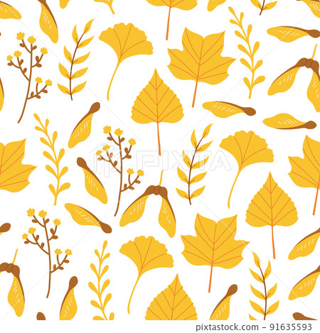 Autumn leaves and branches seamless pattern vector - Stock Illustration ...