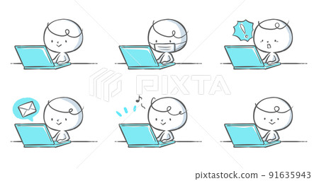 Blue laptop and white person set 1 Blue laptop and white person set 1 91635943