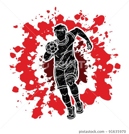 Handball Sport Male Player Action Cartoon Graphic Vector Handball Sport Male Player Action Cartoon Graphic Vector 91635970