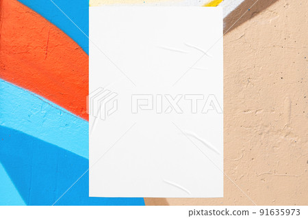 colorful urban wall texture with wrinkled glued poster template colorful urban wall texture with wrinkled glued poster template 91635973