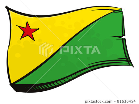 Painted Acre flag waving in wind Painted Acre flag waving in wind 91636454