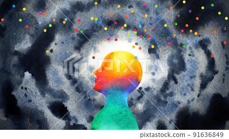 spiritual human meditate mental mind soul health connect universe chakra healing peace yoga breath holistic imagine inspiring therapy art illustration watercolor painting fantasy digital collage 91636849