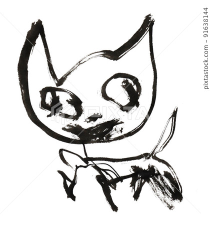 Mad cat, ink, crazy laughter / illustration Mad cat, ink, crazy laughter / illustration 91638144