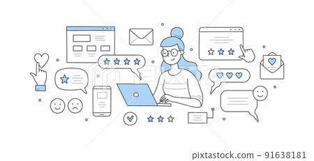 Customer review and rating vector doodle concept Customer review and rating vector doodle concept 91638181