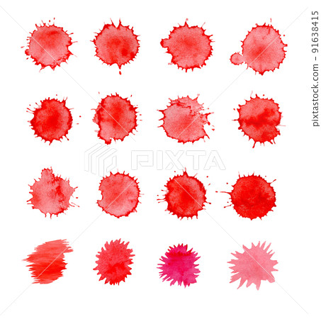 Abstract red ink splatter background. Dripping blood set 91638415