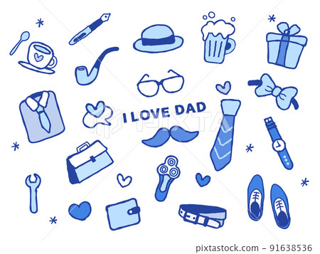 Happy Dad's Day! Father's Day hand drawn style illustration material set Happy Dad's Day! Father's Day hand drawn style illustration material set 91638536