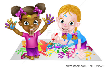 Girls Playing With Paints Girls Playing With Paints 91639526