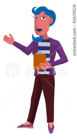 Woman With Clipboard Pointing Illustration 91639528