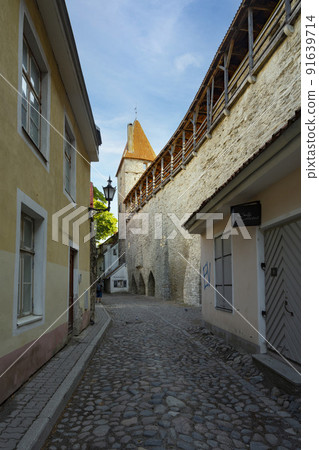 Town Wall Walkway in Tallinn, Estonia 91639714