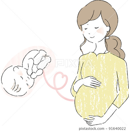 孕婦和嬰兒臍帶快樂 91640022