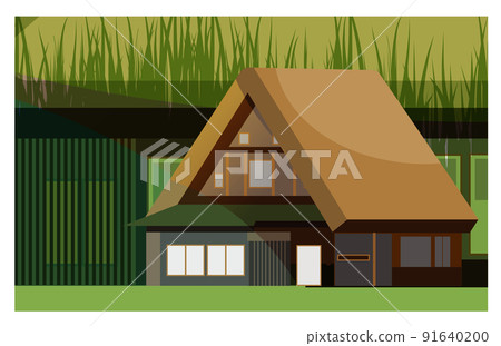 與編織日本美麗的四個季節的古老民居一起製作合掌。它既可以用作背景，也可以用作牆紙。 91640200