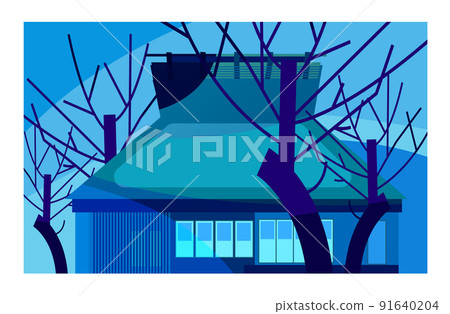 Making a gassho with an old folk house that weaves the beautiful four seasons of Japan. It can be used as both a background and a wallpaper. 91640204